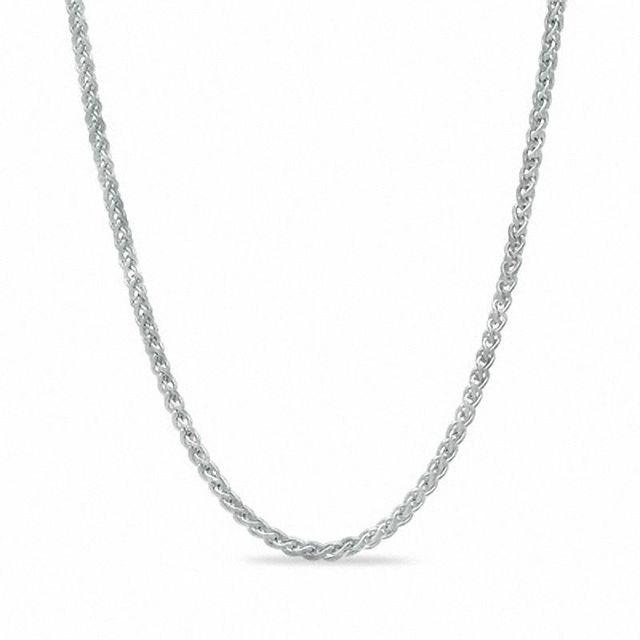 Adjustable 1.0mm Wheat Chain Necklace in 10K White Gold  - 22"|Peoples Jewellers