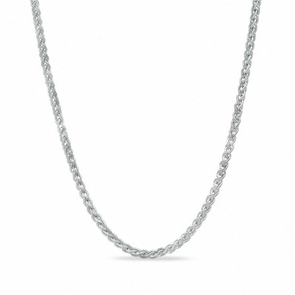 Adjustable 1.0mm Wheat Chain Necklace in 10K White Gold  - 22"|Peoples Jewellers