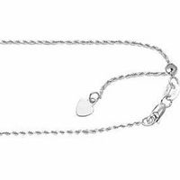 1.1mm Adjustable Rope Chain Necklace in 14K White Gold - 22"|Peoples Jewellers