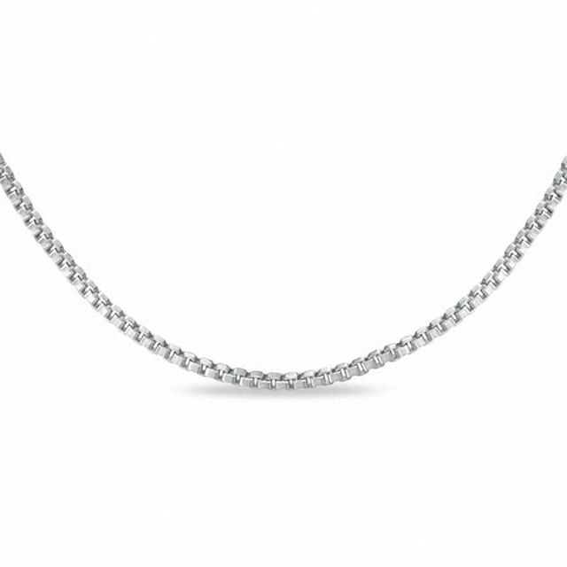 0.85mm Box Chain Necklace in 14K White Gold - 22"|Peoples Jewellers