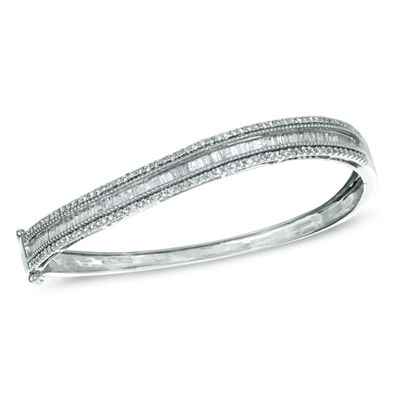 1.65 CT. T.W. Diamond Curved Bangle in 10K White Gold|Peoples Jewellers