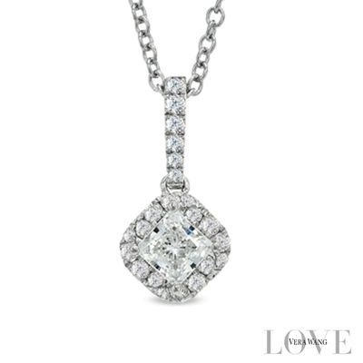 Vera Wang Love Collection 0.58 CT. T.W. Princess-Cut Diamond Frame Drop Pendant in 14K White Gold|Peoples Jewellers