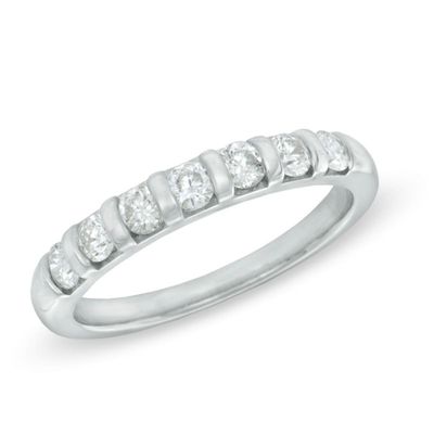 0.50 CT. T.W. Certified Canadian Diamond Seven Stone Anniversary Band in 14K White Gold (I/I2)|Peoples Jewellers