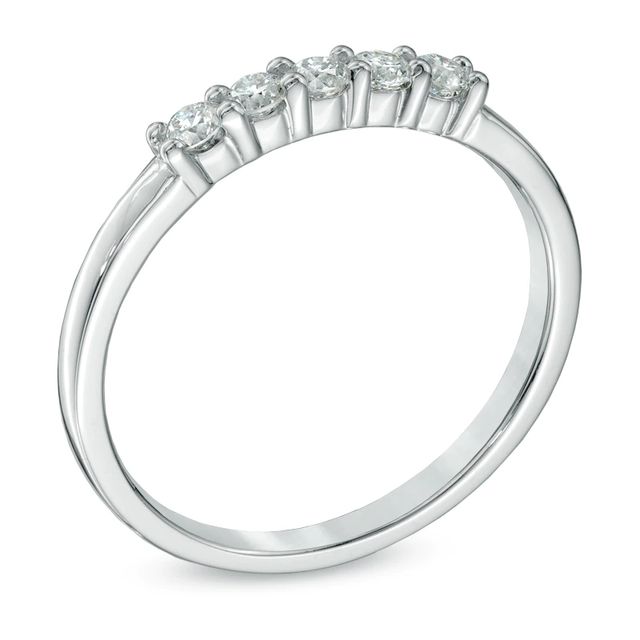 0.25 CT. T.W. Certified Canadian Diamond Five Stone Anniversary Band in 14K White Gold (I/I2)