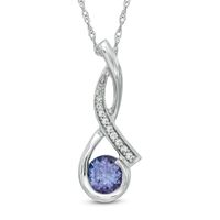 5.0mm Tanzanite and Diamond Accent Flowing Pendant in 10K White Gold|Peoples Jewellers