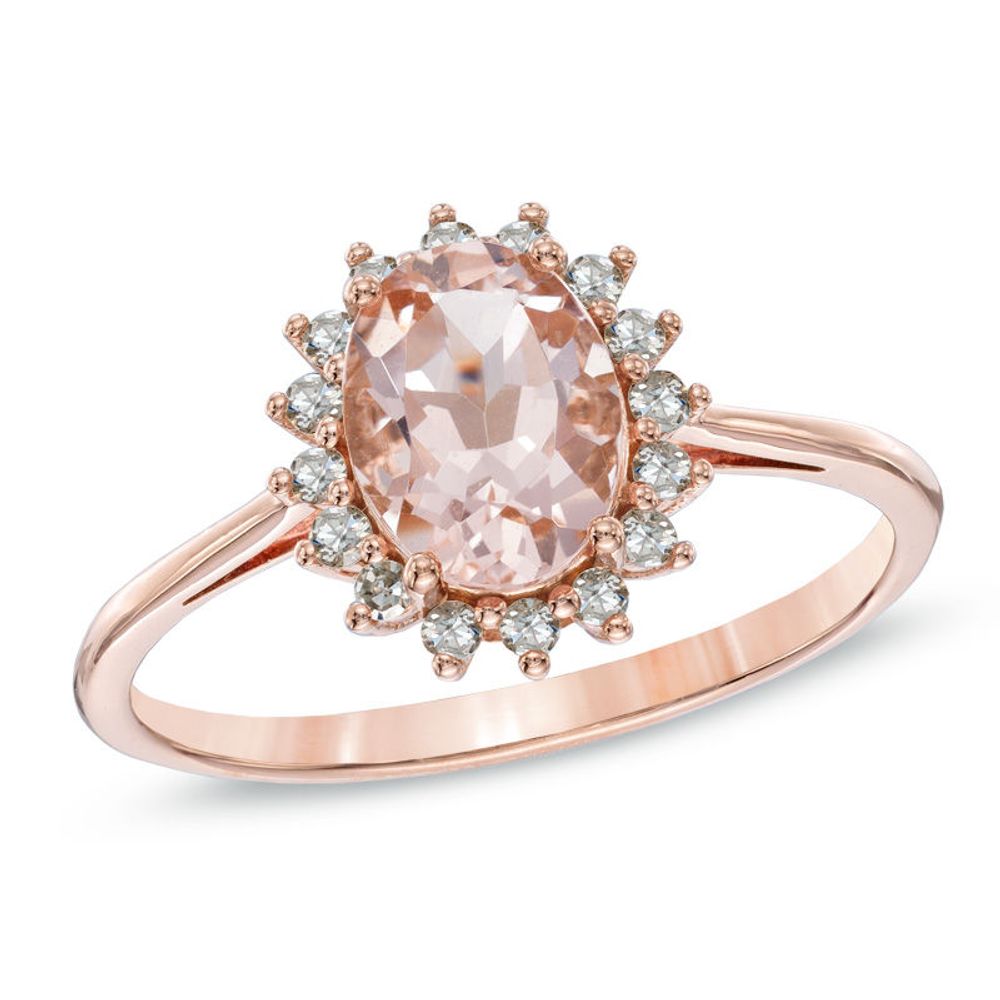Oval Morganite and 0.16 CT. T.W. Diamond Ring in 10K Rose Gold|Peoples Jewellers