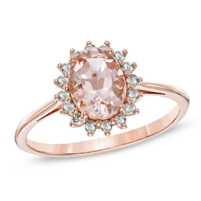 Oval Morganite and 0.16 CT. T.W. Diamond Ring in 10K Rose Gold|Peoples Jewellers