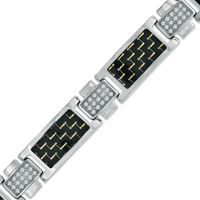 Men's 0.40 CT. T.W. Diamond Carbon Fibre Bracelet in Stainless Steel - 8.5"|Peoples Jewellers