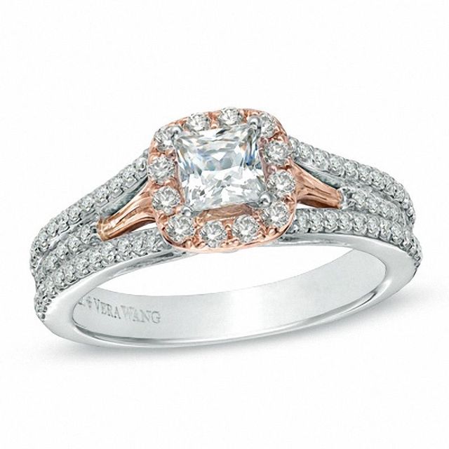 Vera Wang Love Collection 0.95 CT. T.W. Princess-Cut Diamond Engagement Ring in 14K Two-Tone Gold|Peoples Jewellers