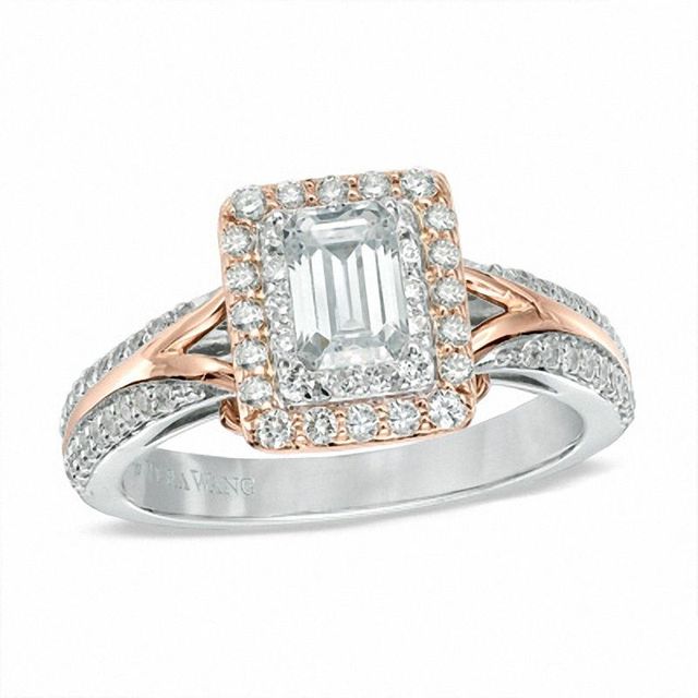 Vera Wang Love Collection 0.95 CT. T.W. Emerald-Cut Diamond Engagement Ring in 14K Two-Tone Gold|Peoples Jewellers