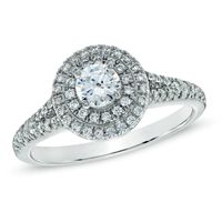 Celebration Canadian Ideal 0.45 CT. T.W. Certified Diamond Double Frame Ring in 14K White Gold (I/I1)|Peoples Jewellers
