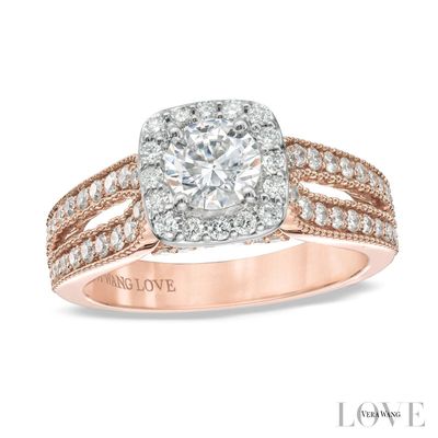 Vera Wang Love Collection 1.18 CT. T.W. Diamond Split Shank Engagement Ring in 14K Rose Gold|Peoples Jewellers