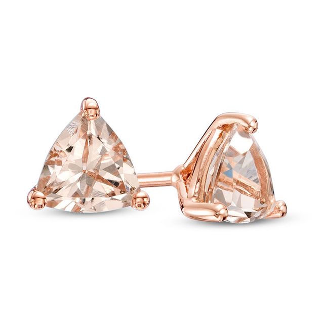 5.0mm Trillion-Cut Morganite Stud Earrings in 10K Rose Gold|Peoples Jewellers