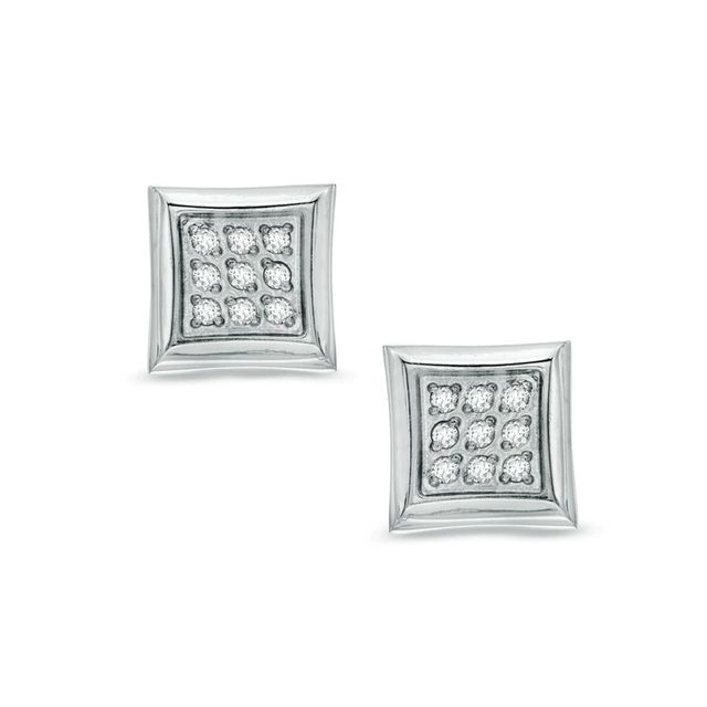 Men's 0.09 CT. T.W. Diamond Square Stud Earrings in Stainless Steel|Peoples Jewellers
