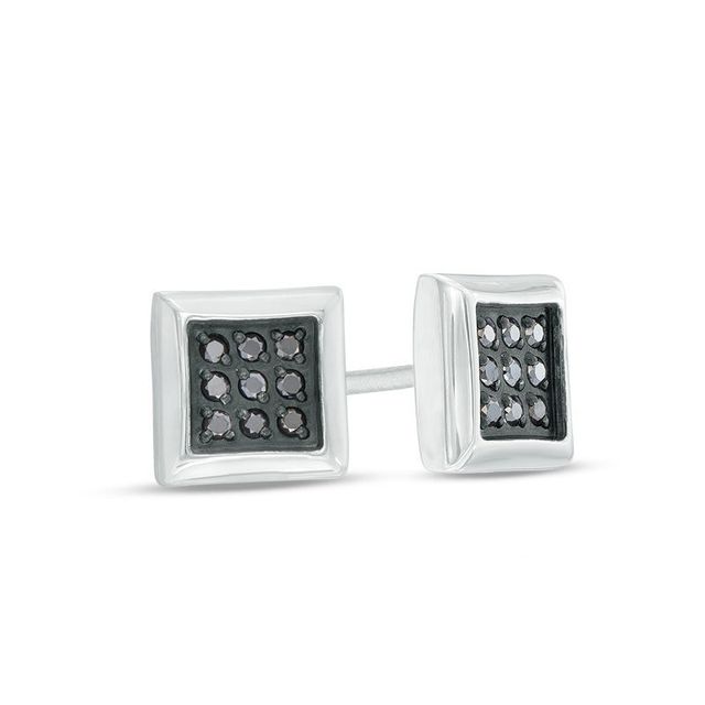 0.09 CT. T.W. Black Diamond Square Stud Earrings in Stainless Steel