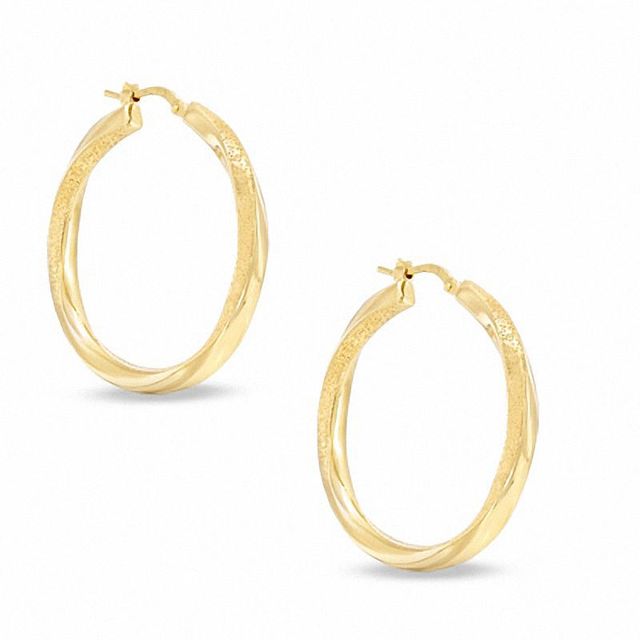 Charles Garnier 35mm Slim Twist Hoop Earrings in Sterling Silver with 18K Gold Plate|Peoples Jewellers