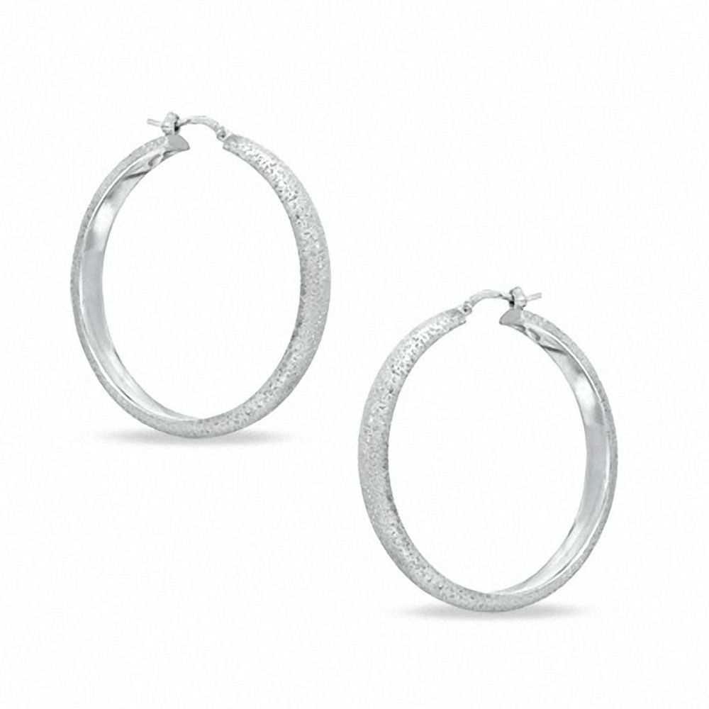 Charles Garnier 40mm Hoop Earrings in Sterling Silver|Peoples Jewellers