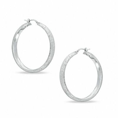 Charles Garnier 40mm Hoop Earrings in Sterling Silver|Peoples Jewellers