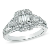 0.75 CT. T.W. Multi-Baguette Diamond Frame Engagement Ring in 14K White Gold|Peoples Jewellers