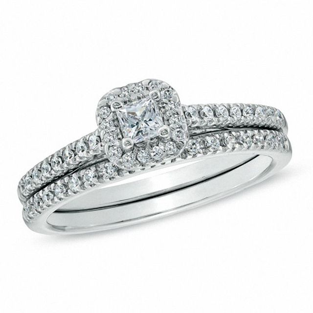0.50 CT. T.W. Princess-Cut Diamond Frame Bridal Set in 14K White Gold|Peoples Jewellers