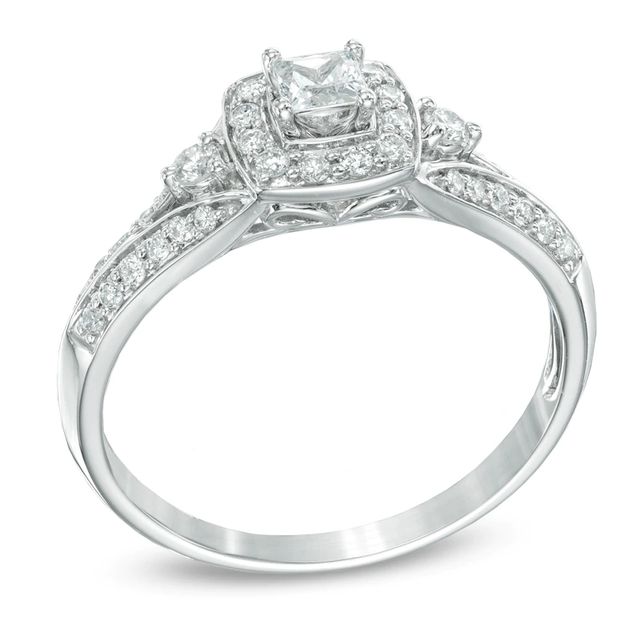 0.50 CT. T.W. Princess-Cut Diamond Frame Engagement Ring in 14K White Gold