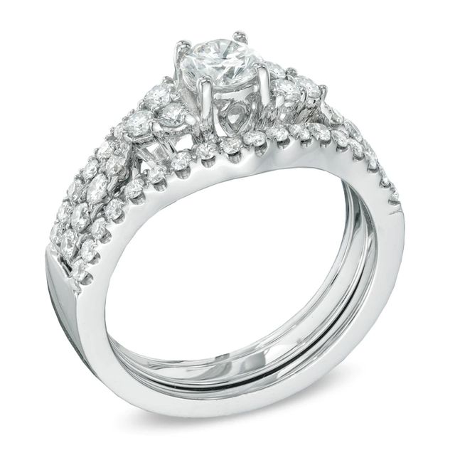 1.30 CT. T.W. Diamond Bridal Set in 14K White Gold