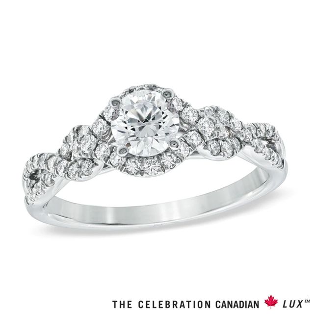 Celebration Canadian Lux® 0.78 CT. T.W. Diamond Twist Engagement Ring in 18K White Gold (I/SI2)|Peoples Jewellers