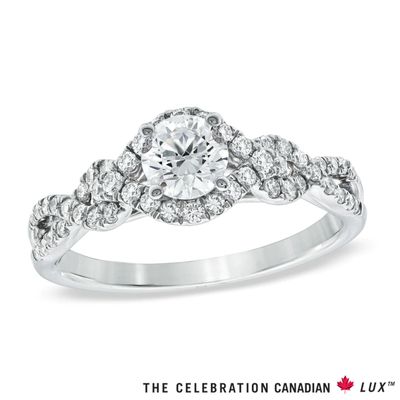 Celebration Canadian Lux® 0.78 CT. T.W. Certified Diamond Twist Engagement Ring in 18K White Gold (I/SI2)|Peoples Jewellers