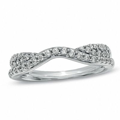 0.33 CT. T.W. Diamond Pavé Double Twist Contour Band in 14K White Gold|Peoples Jewellers