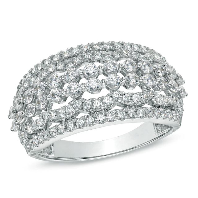 1.00 CT. T.W. Diamond Scallop Anniversary Ring in 10K White Gold|Peoples Jewellers