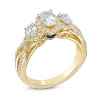 Vera Wang Love Collection 0.95 CT. T.W. Oval Diamond Three Stone Engagement Ring in 14K Gold|Peoples Jewellers