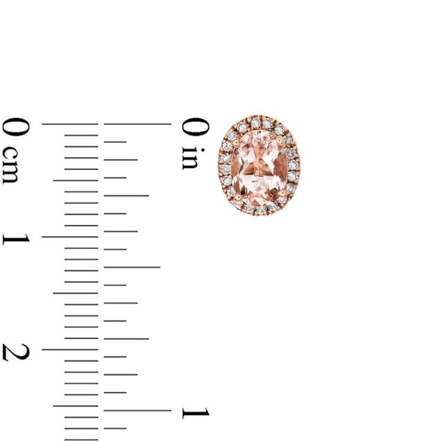 Oval Morganite and 0.14 CT. T.W. Diamond Frame Stud Earrings in 10K Rose Gold|Peoples Jewellers