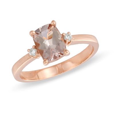 Cushion-Cut Morganite and Diamond Accent Ring in 10K Rose Gold|Peoples Jewellers