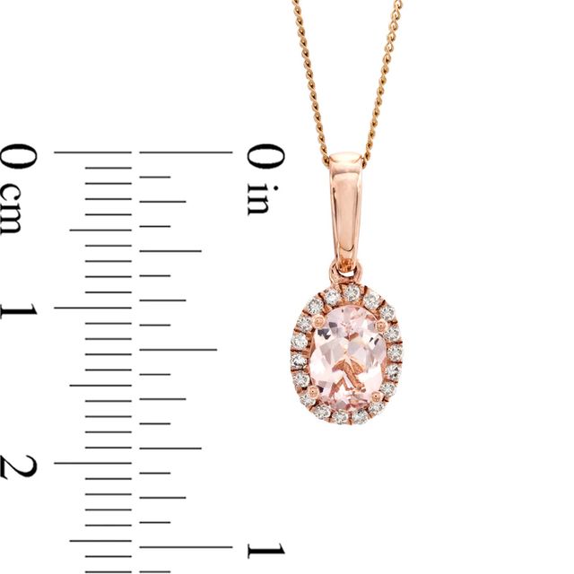 Oval Morganite and 0.09 CT. T.W. Diamond Frame Pendant in 10K Rose Gold|Peoples Jewellers