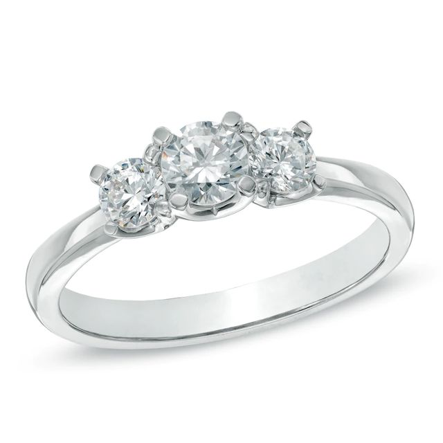 CT. T.W. Certified Canadian Diamond Three Stone Engagement Ring in 14K Gold (I/I2)|Peoples Jewellers