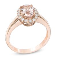 Oval Morganite and 0.11 CT. T.W. Diamond Frame Split Shank Ring in 10K Rose Gold|Peoples Jewellers