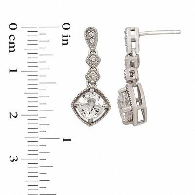 7.0mm Cushion-Cut Lab-Created White Sapphire Pendant and Earrings Set in Sterling Silver|Peoples Jewellers