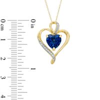 8.0mm Lab-Created Blue and White Sapphire Heart Pendant in Sterling Silver with 14K Gold Plate|Peoples Jewellers