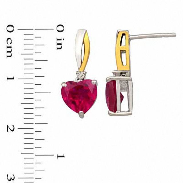 Heart-Shaped Lab-Created Ruby and White Sapphire Pendant and Earrings Set in Sterling Silver and 14K Gold Plate|Peoples Jewellers