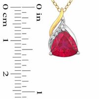 Trillion-Cut Lab-Created Ruby and White Sapphire Pendant and Ring Set in Sterling Silver and 14K Gold Plate - Size 7|Peoples Jewellers