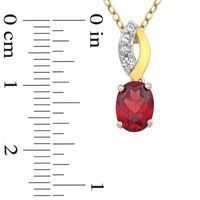 Oval Garnet and Lab-Created White Sapphire Pendant and Ring Set in Sterling Silver and 14K Gold Plate - Size 7|Peoples Jewellers