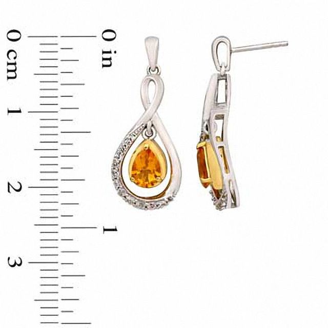 Pear-Shaped Citrine and Lab-Created White Sapphire Pendant and Earrings Set in Sterling Silver and 14K Gold Plate|Peoples Jewellers