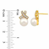 8.0-9.0mm Freshwater Cultured Pearl Pendant and Earrings Set in Sterling Silver and 14K Gold Plate|Peoples Jewellers