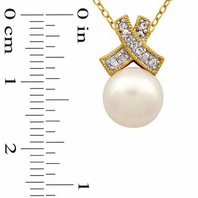 8.0-9.0mm Freshwater Cultured Pearl Pendant and Earrings Set in Sterling Silver and 14K Gold Plate