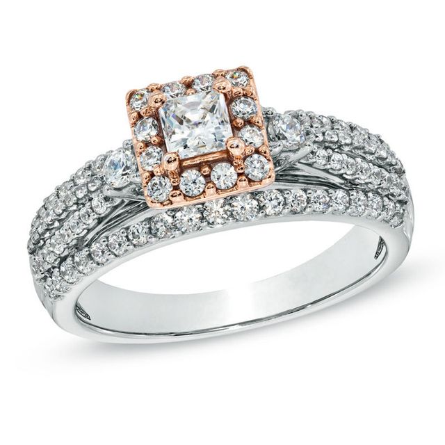 Celebration Canadian Ideal 1.00 CT. T.W. Diamond Frame Engagement Ring in 14K Two-Tone Gold (I/I1)|Peoples Jewellers