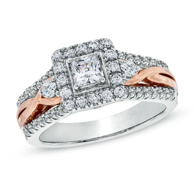 Celebration Canadian Ideal 1.00 CT. T.W. Princess-Cut Diamond Frame Engagement Ring in 14K White Gold (I/I1)|Peoples Jewellers