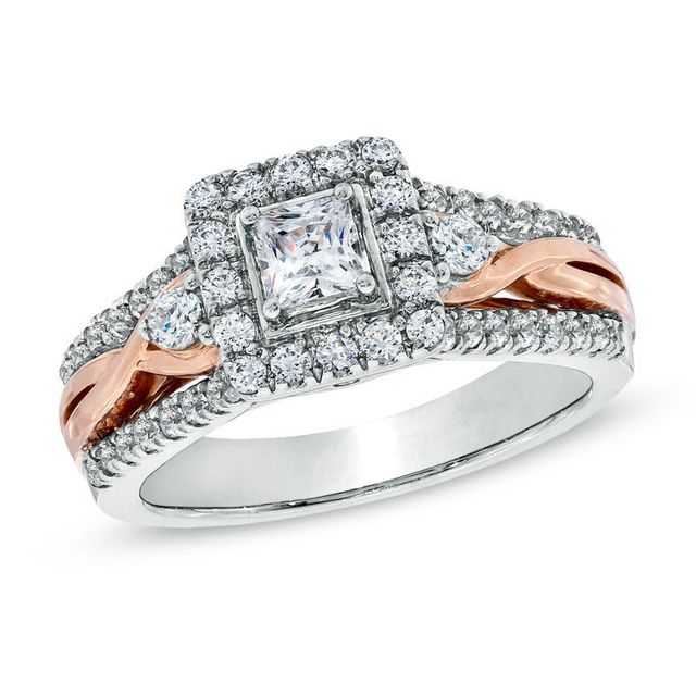 Celebration Canadian Ideal 1.00 CT. T.W. Princess-Cut Certified Diamond Frame Engagement Ring in 14K White Gold (I/I1)