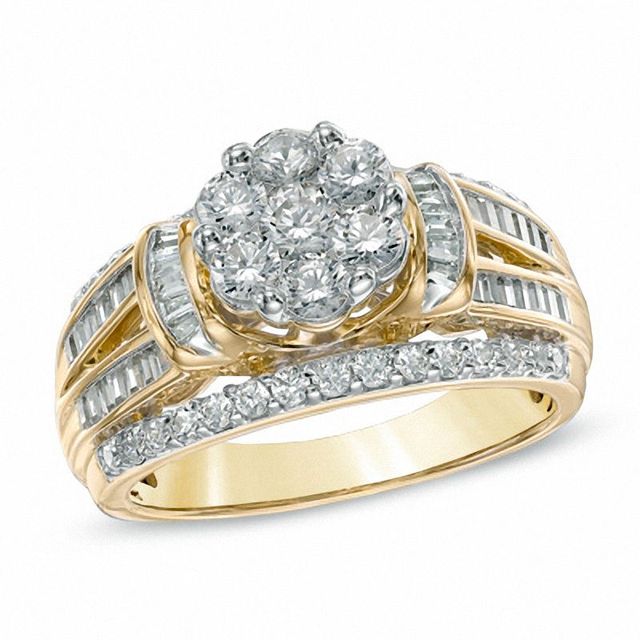 1.25 CT. T.W. Diamond Cluster Engagement Ring in 10K Gold|Peoples Jewellers