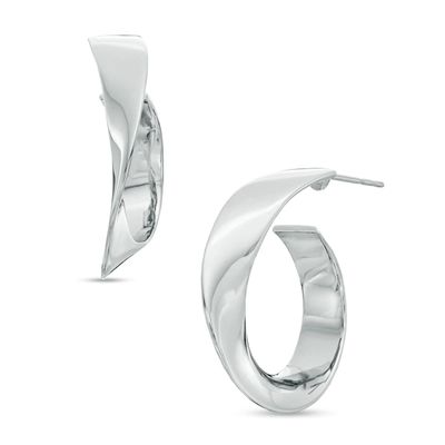 Abstract Twist Hoop Earrings in Sterling Silver|Peoples Jewellers