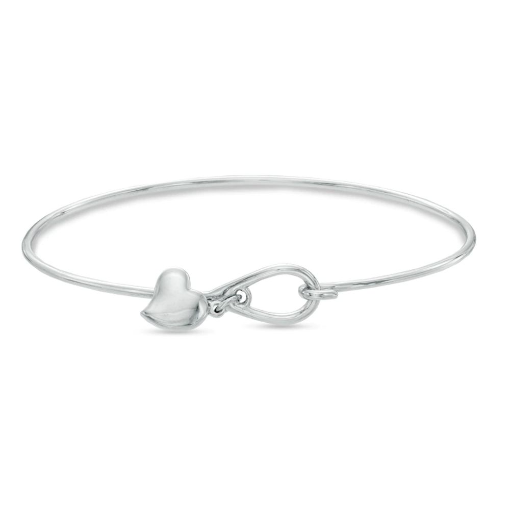 Sterling Silver Bangle with Heart Charm Dangle|Peoples Jewellers